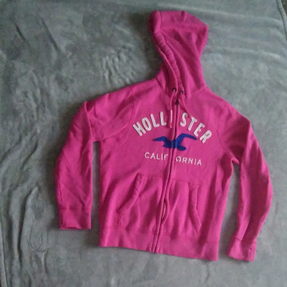 Hollister Medium Weight Fuchsia Zip Hoodie